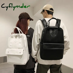 Cyflymder High Quality Pu Leather Woman Backpack Large Capacity School Bag Unisex Laptop Fashion