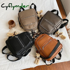 Cyflymder High Quality Pu Leather Women Backpack School Bags For Teenagers Girls Luxury Back Packs