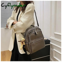 Cyflymder High Quality Pu Leather Women Backpack School Bags For Teenagers Girls Luxury Back Packs