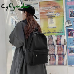 Cyflymder High Quality Women Backpack Solid Color Shoulder Bag Fashion School For Teenage Girl