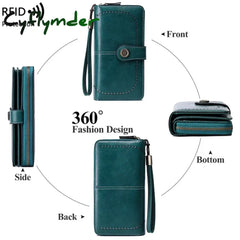 Cyflymder High Quality Women Wallet Rfid Anti-Theft Leather Wallets For Woman Long Zipper Large