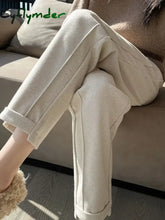 Cyflymder High-waisted Tweed Straight Pants Autumn/Winter New Women’ S Pants Loose Casual Herringbone Warm Thickened