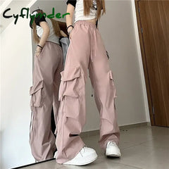 Cyflymder Hip Hop Cargo Pants Women Jazz Black Big Pockets Streetwear Trousers High Waisted Solid Fashion Harajuku Y2K