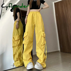 Cyflymder Hip Hop Cargo Pants Women Jazz Black Big Pockets Streetwear Trousers High Waisted Solid Fashion Harajuku Y2K