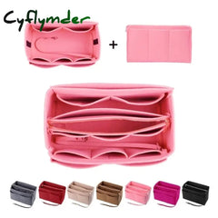 Cyflymder Hot Popular Women’s Makeup Organizer Felt Cloth Insert Bag Multi-Functional Travel