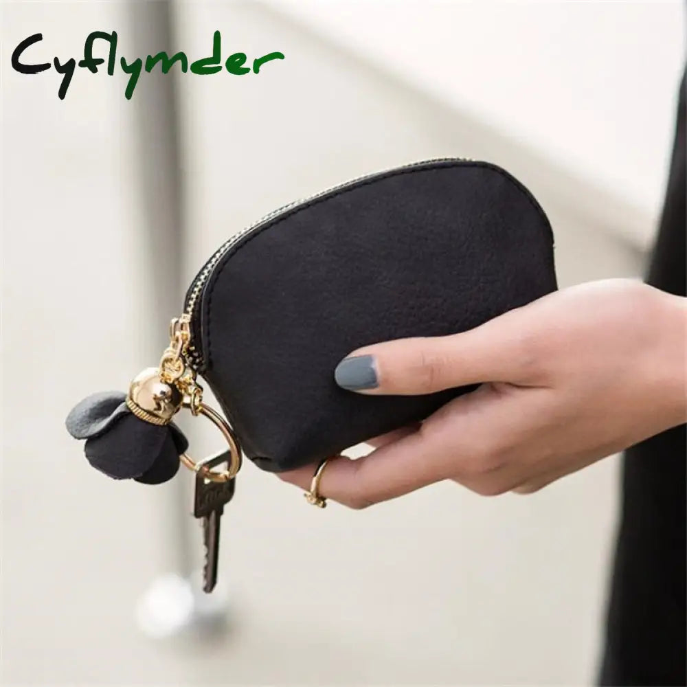Cyflymder Hot Sale Fashion Ladies Pu Leather Mini Wallet Card Key Holder Zip Coin Purse Clutch Bag