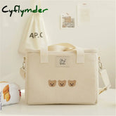 Cyflymder Ins Bear Lunch Bag Canvas Large Capacity Insulation Handbags Multifunctional Thermal