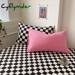 Cyflymder INS Checkerboard Bedding Comforter Set with Pillowcase Bed Sheet Single Full Size Plaid Bed Linen Girls