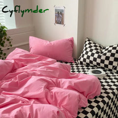 Cyflymder INS Checkerboard Bedding Comforter Set with Pillowcase Bed Sheet Single Full Size Plaid Bed Linen Girls