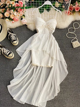 Ins Fashion Slim High Waist Asymmetrical Women Dress New Summer Elegant White Black Party Dress Ladies Dresses