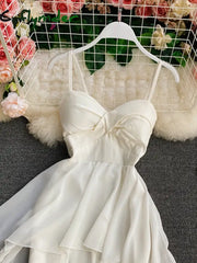 Cyflymder Ins Fashion Slim High Waist Asymmetrical Women Dress New Summer Elegant White Black Party