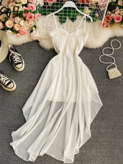 Cyflymder Ins Fashion Slim High Waist Asymmetrical Women Dress New Summer Elegant White Black Party