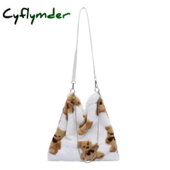 Cyflymder Ins Fashion Women Versitile Cute Plush Flower Pattern Shoulder Underarm Girl French
