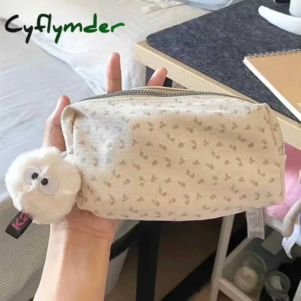 Cyflymder INS Floral Pen Bag Student Cartoon Cute Stationery Bag Large Capacity Pencil Case Multifunctional Stationery
