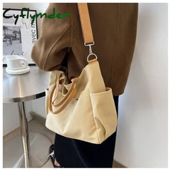 Cyflymder Ins Lazy Wind Canvas Big Bag New Korean Version of The Single Shoulder Crossbody Bag Female Simple Literary