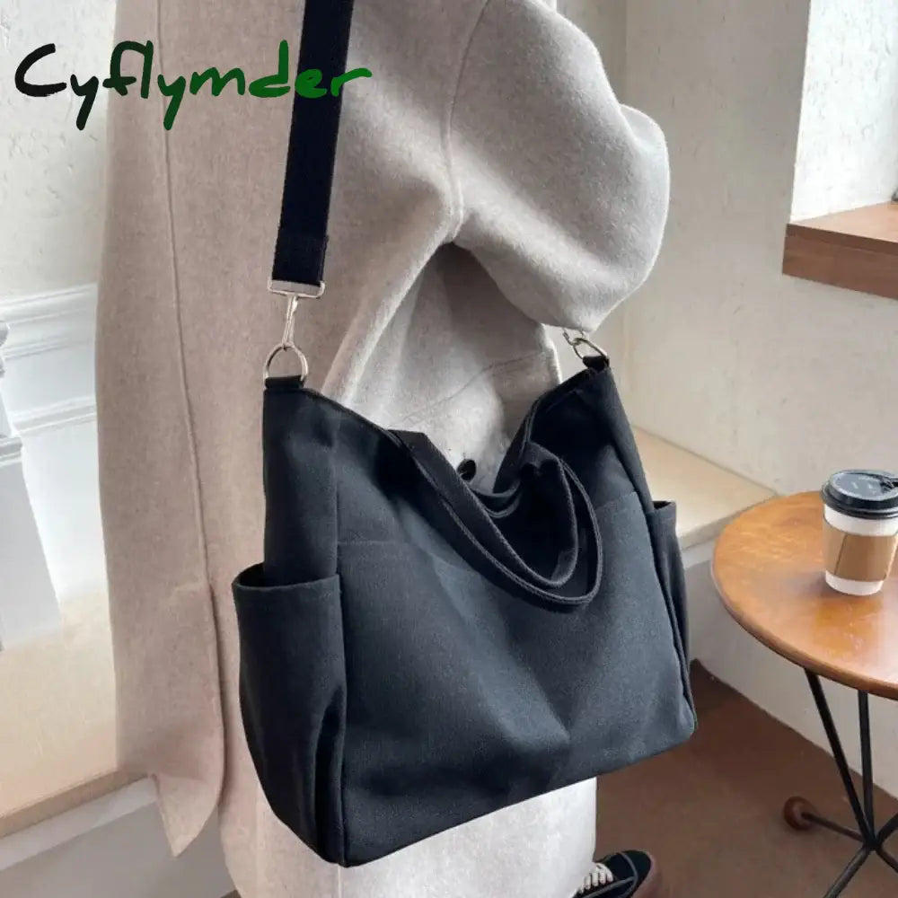 Cyflymder Ins Lazy Wind Canvas Big Bag New Korean Version of The Single Shoulder Crossbody Bag Female Simple Literary