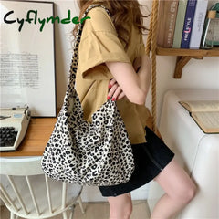 Ins Modern Small Leopard Print Messenger Bag, Single Shoulder Canvas Bag for Female Student