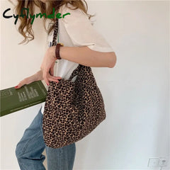 Cyflymder Ins Modern Small Leopard Print Messenger Bag Single Shoulder Canvas For Female Student