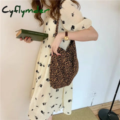 Cyflymder Ins Modern Small Leopard Print Messenger Bag Single Shoulder Canvas For Female Student