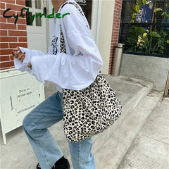 Cyflymder Ins Modern Small Leopard Print Messenger Bag Single Shoulder Canvas For Female Student