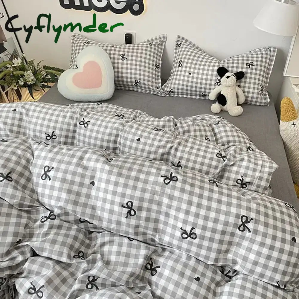 Ins Nordic Duvet Cover Set Summer New Twin Queen Size Kids Adult Flat Sheet Pillowcase No Filler Fashion Bed Linens