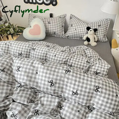 Ins Nordic Duvet Cover Set Summer New Twin Queen Size Kids Adult Flat Sheet Pillowcase No Filler Fashion Bed Linens