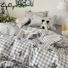Cyflymder Ins Nordic Duvet Cover Set Summer New Twin Queen Size Kids Adult Flat Sheet Pillowcase No Filler Fashion Bed