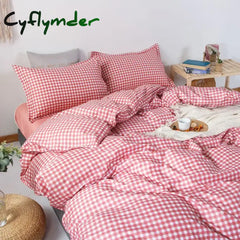 Cyflymder Ins Simple Style Duvet Cover Set with Pillowcases Flat Sheet No Comforter Grey Boys Girls Bedding Kit Single