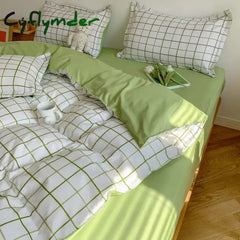Cyflymder Ins Simple Style Duvet Cover Set with Pillowcases Flat Sheet No Comforter Grey Boys Girls Bedding Kit Single