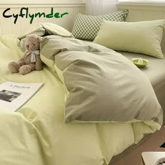 Cyflymder Ins Style Bedding Set Nordic Single Double Flat Sheet Duvet Cover Pillowcase Soft Microfiber Full Queen Size