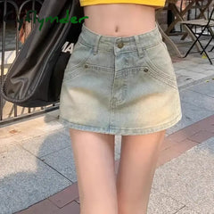 Cyflymder Ins Summer Women High Waist Vintage Shorts Skirts Lady Sexy Nightclub Denim Dress Female Punk Light Blue