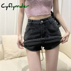 Cyflymder Ins Summer Women High Waist Vintage Shorts Skirts Lady Sexy Nightclub Denim Dress Female Punk Light Blue