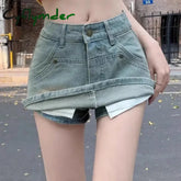 Cyflymder Ins Summer Women High Waist Vintage Shorts Skirts Lady Sexy Nightclub Denim Dress Female Punk Light Blue