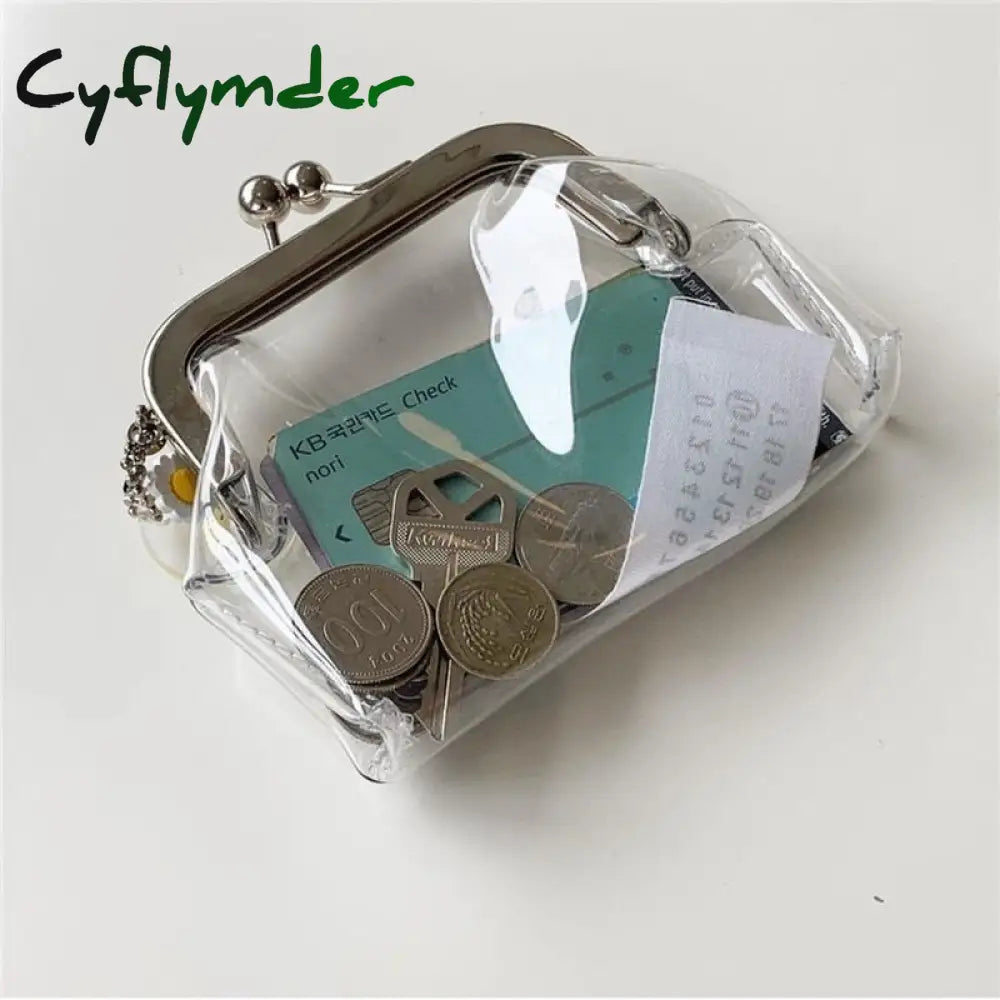 Cyflymder Ins Transparent Simple Iron Mouth Clip Bag Small Things Storage Coin Purse