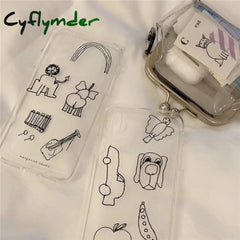Cyflymder Ins Transparent Simple Iron Mouth Clip Bag Small Things Storage Coin Purse