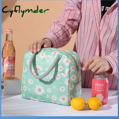 Cyflymder Insulated Lunch Bag Fresh Little Daisy Print Portable Box Multifunctional Insulation