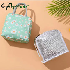 Cyflymder Insulated Lunch Bag Fresh Little Daisy Print Portable Box Multifunctional Insulation