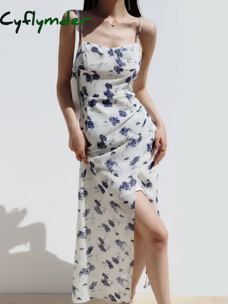 Cyflymder - Iris Strap Floral Long Dress White / Xs Dresses