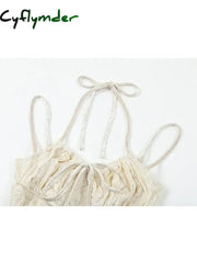 Cyflymder Irregular V-Neck Women Slim Suspender One-Piece 2024 Summer A-Line Tie Up Gothic Y2K