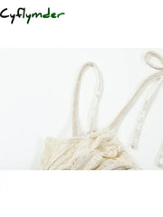 Cyflymder Irregular V-Neck Women Slim Suspender One-Piece 2024 Summer A-Line Tie Up Gothic Y2K