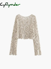 Cyflymder - Island Mood Crochet Cover Up Top Apricot / S Knit Tops