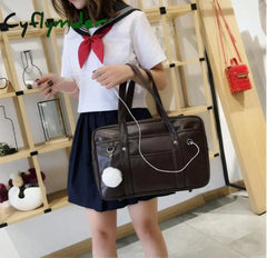 Cyflymder Japan Cosplay School Bag Jk Uniform Messenger Shoulder Handbags With Holes Japanese Pu