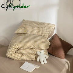 Cyflymder Japan Style Plaid Queen Size Duvet Cover Set with Sheets High Quality Skin Friendly Bedding Set King Single