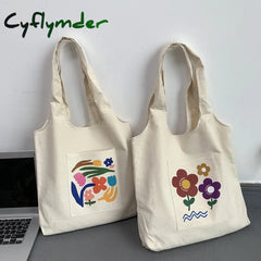 Cyflymder Japanese Fashion Canvas Shoulder Shopper Bag For Women New Trend Large Woman Tote Casual