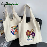 Cyflymder Japanese Fashion Canvas Shoulder Shopper Bag For Women New Trend Large Woman Tote Casual