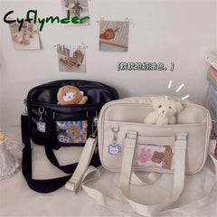 Cyflymder Japanese Girls Kawaii Jk Uniform School Clutch Bag Lolita Pu Handbag College Students