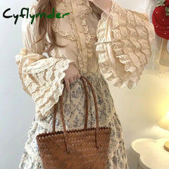 Cyflymder Japanese Gothic Lolita Style Shirts Women Victorian Vintage Lace Bow Long Sleeves Blouse Female Elegant