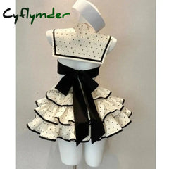 Cyflymder Japanese Gothic Y2k Lolita Dress Wome Preppy Style Polka Dot Print Sailor Collar Backless Dresses Girls