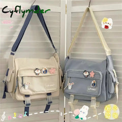 Cyflymder Japanese Harajuku Crossbody Bags For Women High School Girls Messenger Bag Patchwork