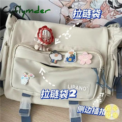 Cyflymder Japanese Harajuku Crossbody Bags For Women High School Girls Messenger Bag Patchwork
